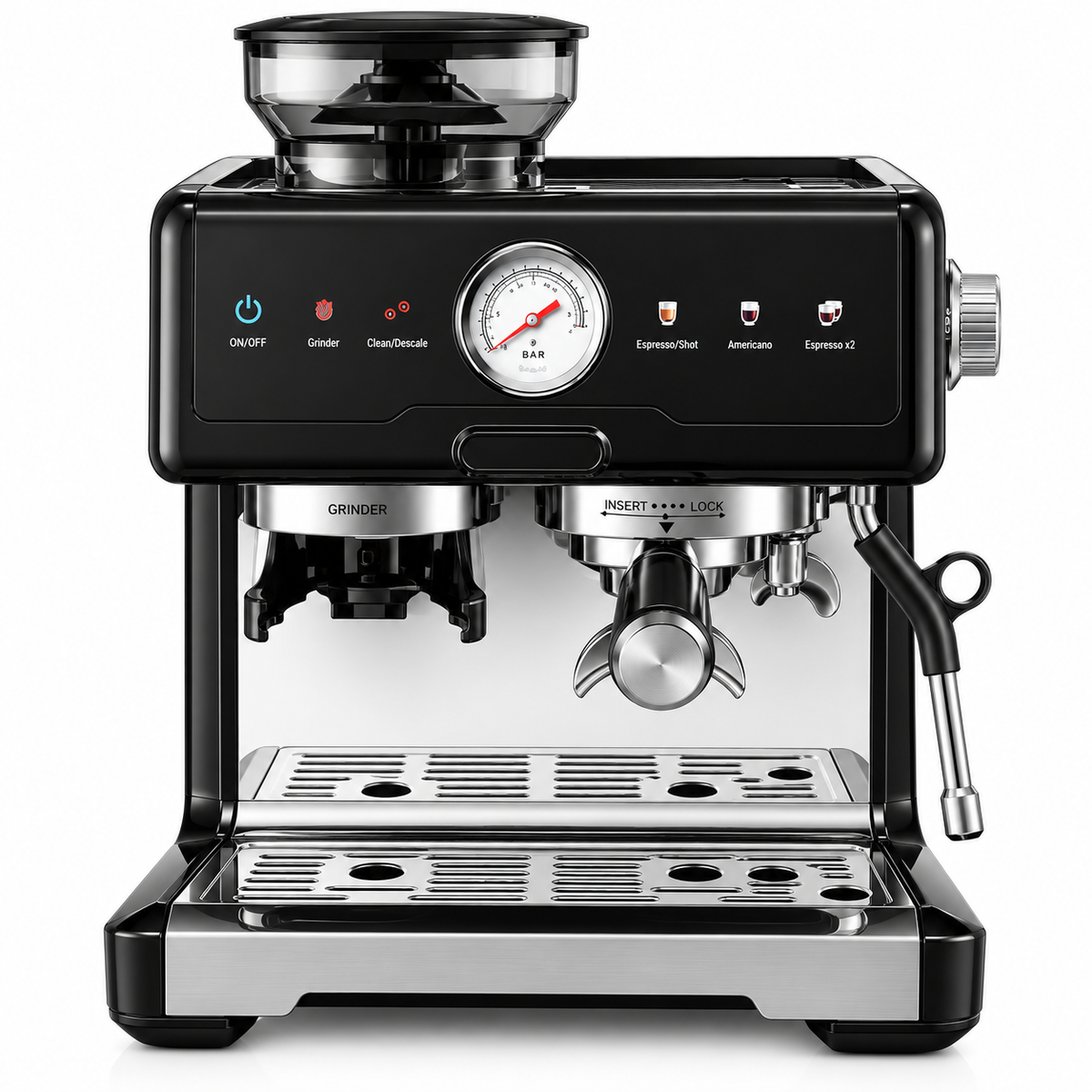 Bangwei Espresso Machine with Built-In Grinder and 58mm Portafilter (20 Bar, 2300W)