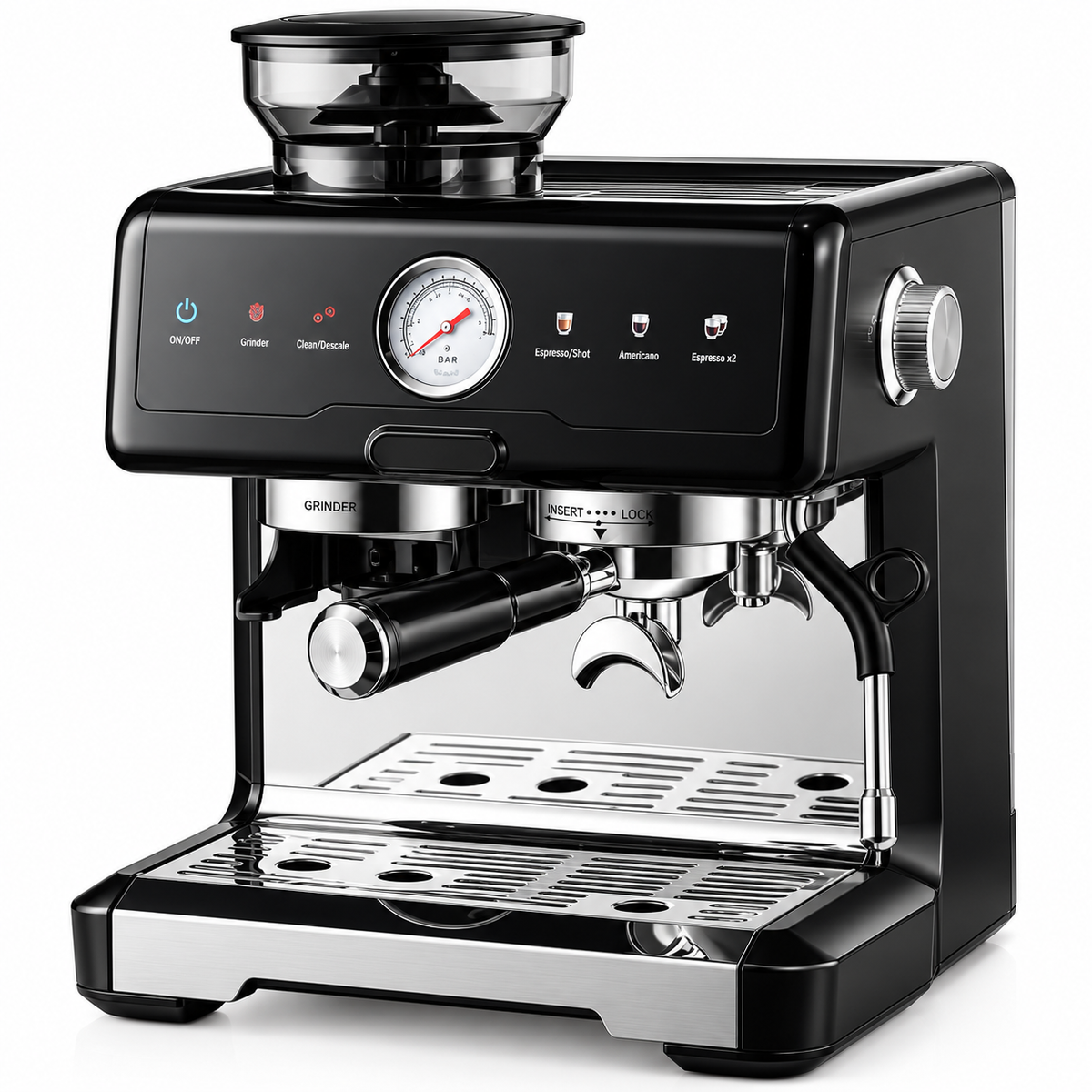 Bangwei Espresso Machine with Built-In Grinder and 58mm Portafilter (20 Bar, 2300W)