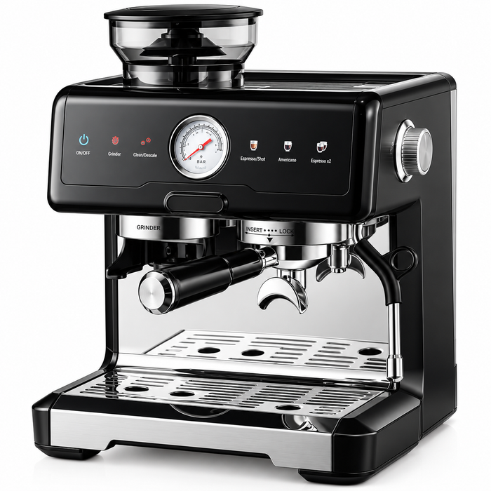 Bangwei Espresso Machine with Built-In Grinder and 58mm Portafilter (20 Bar, 2300W)