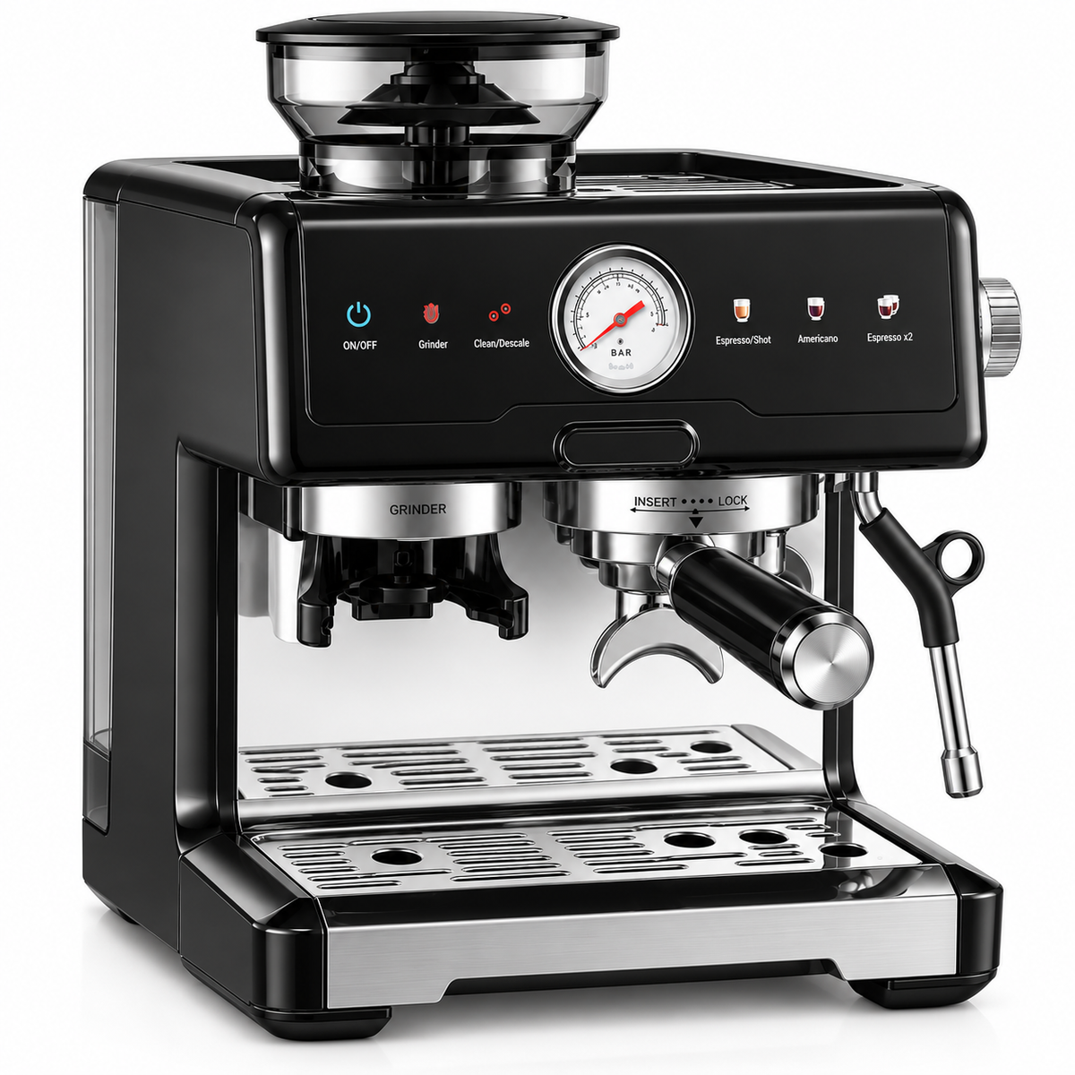 Bangwei Espresso Machine with Built-In Grinder and 58mm Portafilter (20 Bar, 2300W)