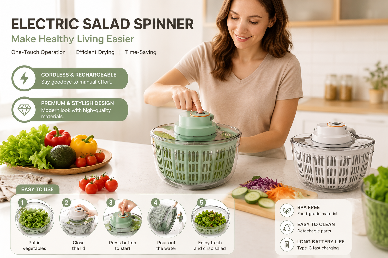 ELECTRIC SALAD SPINNER